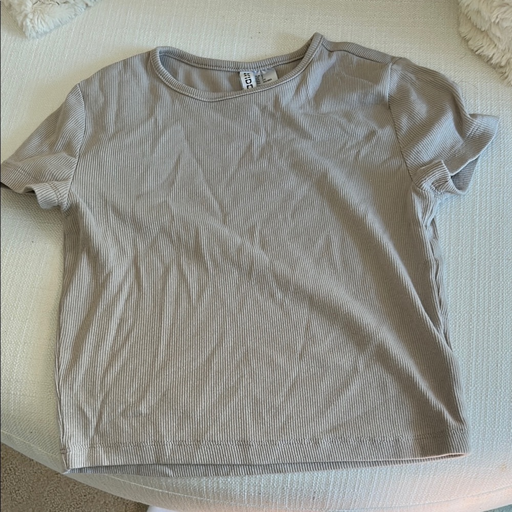 Beige H&M Ribbed T-Shirt